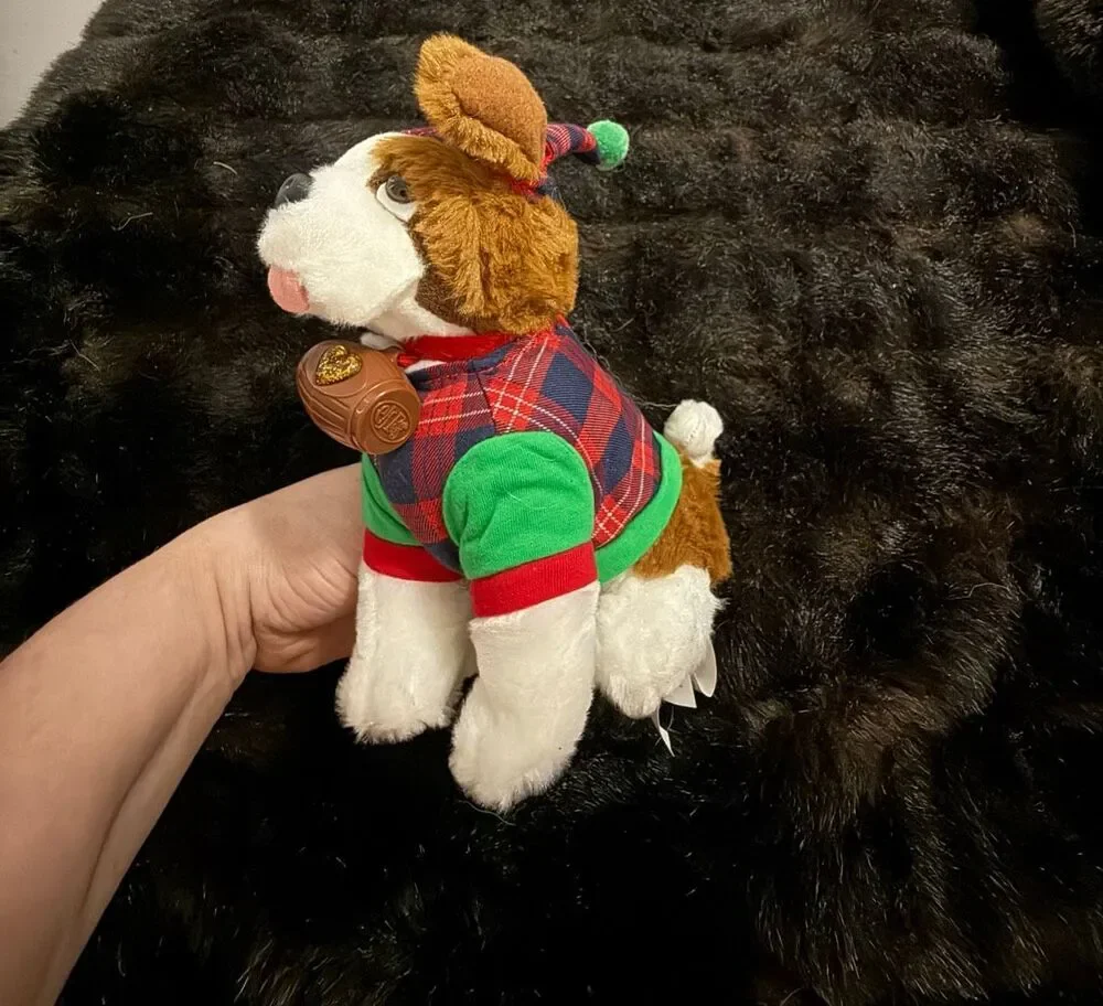 Elf On The Shelf Pet Dog Saint St Bernard Plaid Pajamas Shirt Hat Plush